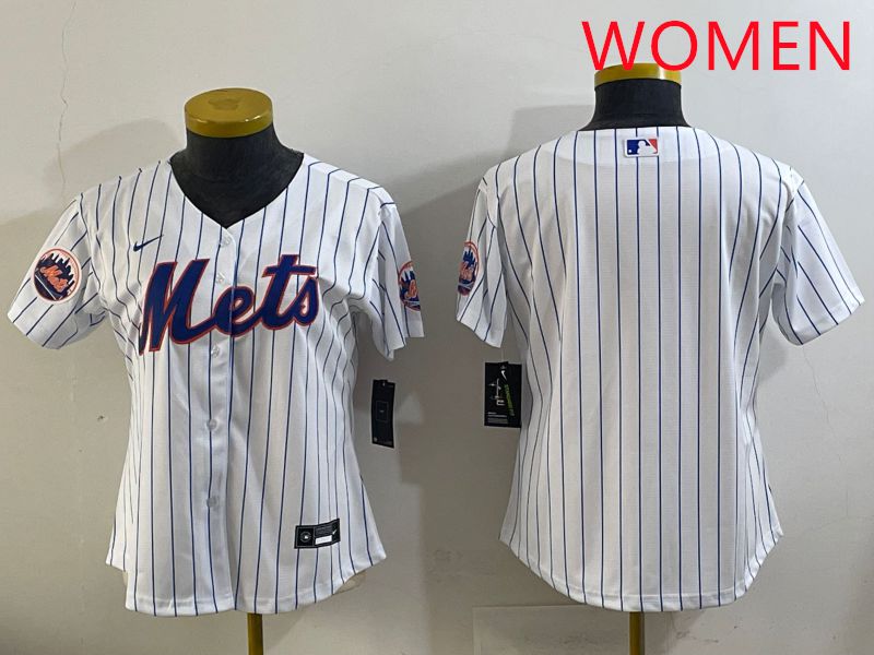 Women New York Mets Blank White Stripe Game 2025 Nike MLB Jersey style 4->women mlb jersey->Women Jersey